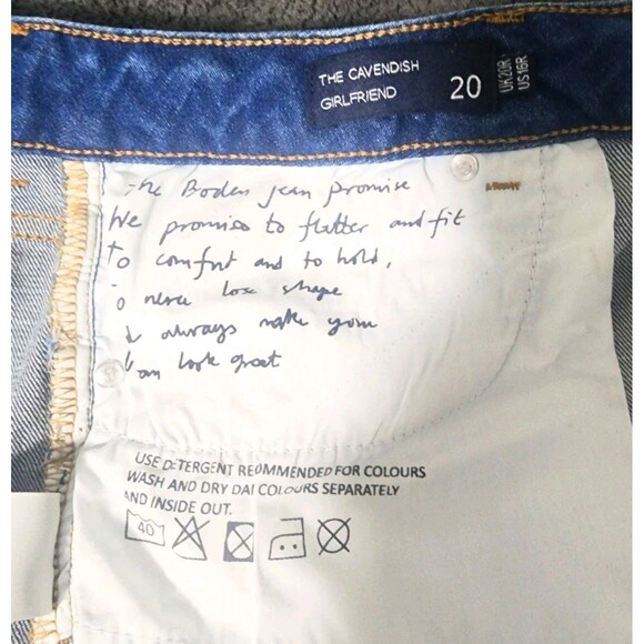 Boden The Cavendish Girlfriend Ankle Jeans Embroidered Artisan UK 20R US 16 R - Picture 14 of 16